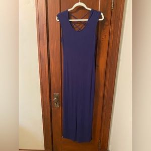 Navy criss cross back maxi dress with side splits